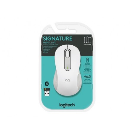 LOGITECH Signature M650 L Mouse large size optical 5 buttons wireless Bluetooth 2.4 GHz Bolt USB receiver off-white