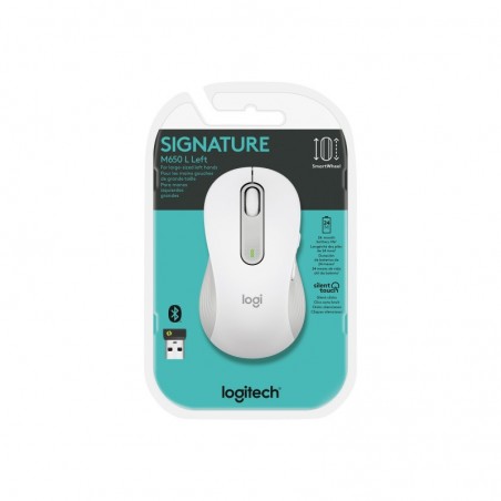 LOGITECH Signature M650 L Mouse large size optical 5 buttons wireless Bluetooth 2.4 GHz Bolt USB receiver off-white