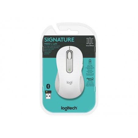 LOGITECH Signature M650 L Mouse large size optical 5 buttons wireless Bluetooth 2.4 GHz Bolt USB receiver off-white