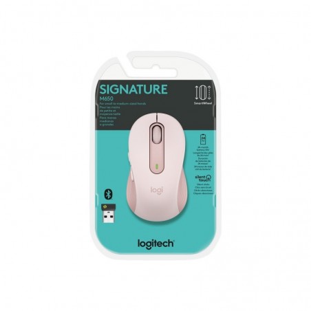 LOGITECH Signature M650 Mouse optical 5 buttons wireless Bluetooth 2.4 GHz Bolt USB receiver rose LOGITECH Signature M650 Mouse optical 5 buttons wireless Bluetooth 2.4 GHz Bolt USB receiver rose