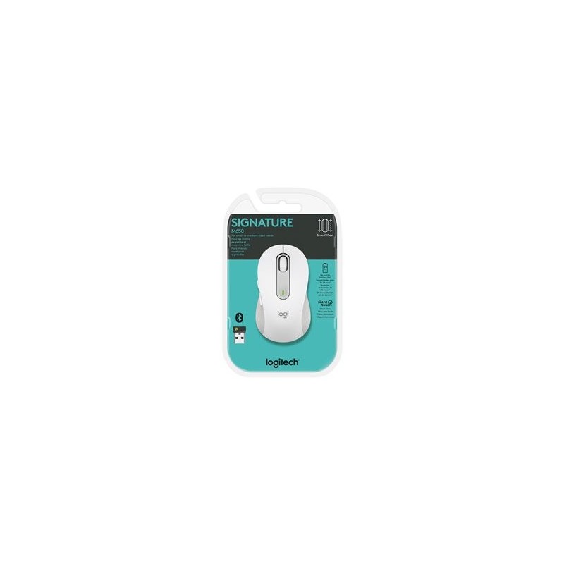 LOGITECH Signature M650 Mouse optical 5 buttons wireless Bluetooth 2.4 GHz Bolt USB receiver off-white
