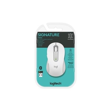 LOGITECH Signature M650 Mouse optical 5 buttons wireless Bluetooth 2.4 GHz Bolt USB receiver off-white