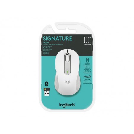 LOGITECH Signature M650 Mouse optical 5 buttons wireless Bluetooth 2.4 GHz Bolt USB receiver off-white