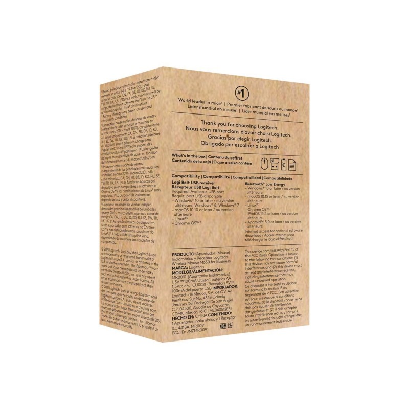 LOGITECH Signature M650 for Business Mouse wireless Bluetooth 2.4 GHz Bolt USB receiver off-white