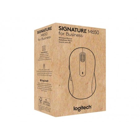 LOGITECH Signature M650 for Business Mouse wireless Bluetooth 2.4 GHz Bolt USB receiver off-white