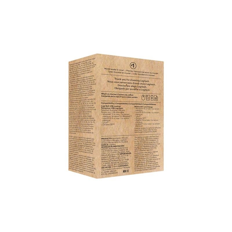 LOGITECH Signature M650 for Business Mouse wireless Bluetooth 2.4 GHz Bolt USB receiver off-white