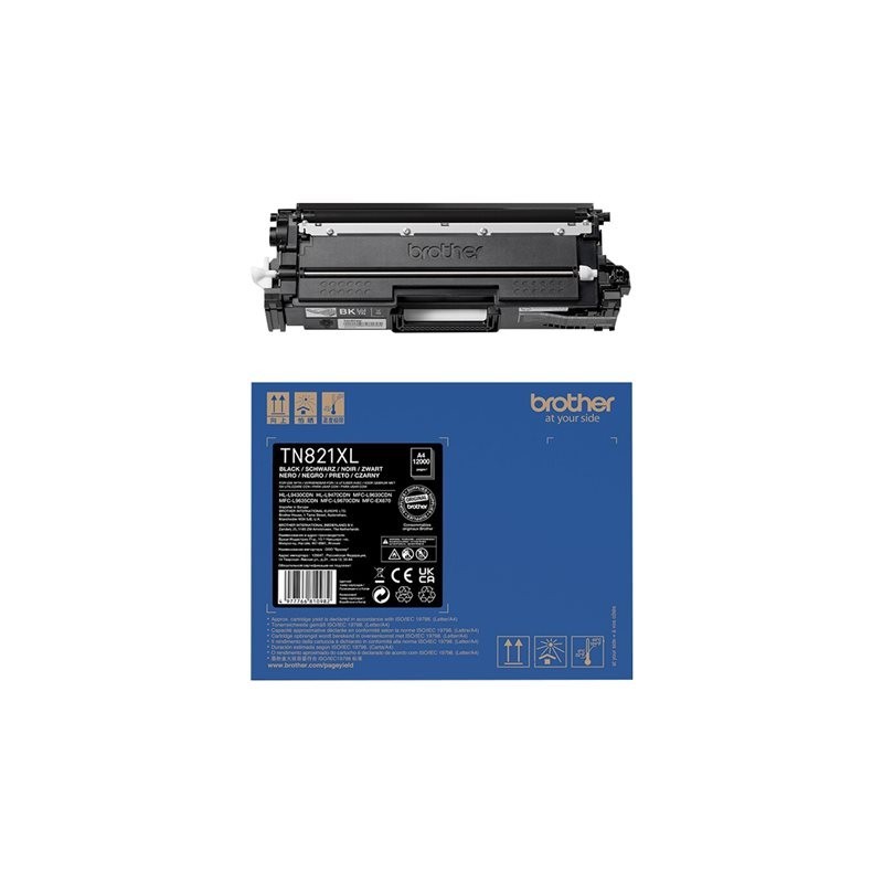 BROTHER TN-821XLBK Super High Yield Black Toner Cartridge for EC Prints 12000 pages