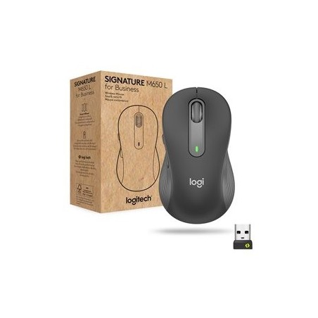 LOGITECH Signature M650 L for Business Mouse right-handed 5 buttons wireless Bluetooth 2.4 GHz Bolt USB receiver