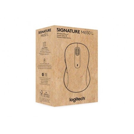 LOGITECH Signature M650 L for Business Mouse right-handed 5 buttons wireless Bluetooth 2.4 GHz Bolt USB receiver