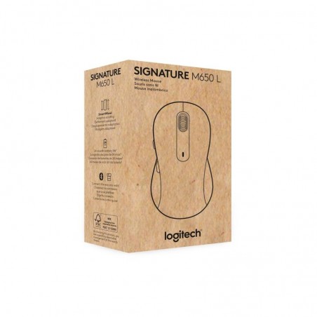 LOGITECH Signature M650 L for Business Mouse right-handed 5 buttons wireless Bluetooth 2.4 GHz Bolt USB receiver