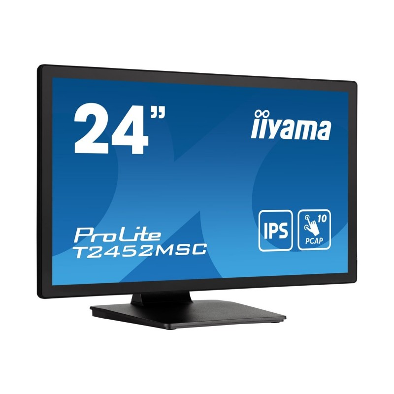 IIYAMA T2452MSC-B1 24inch IPS FHD PCAP 10P Touch Flat Bezel Free Glass 360cd/m2 HDMI DP USB HUB 2x3.0 Speakers Webcam Microphone