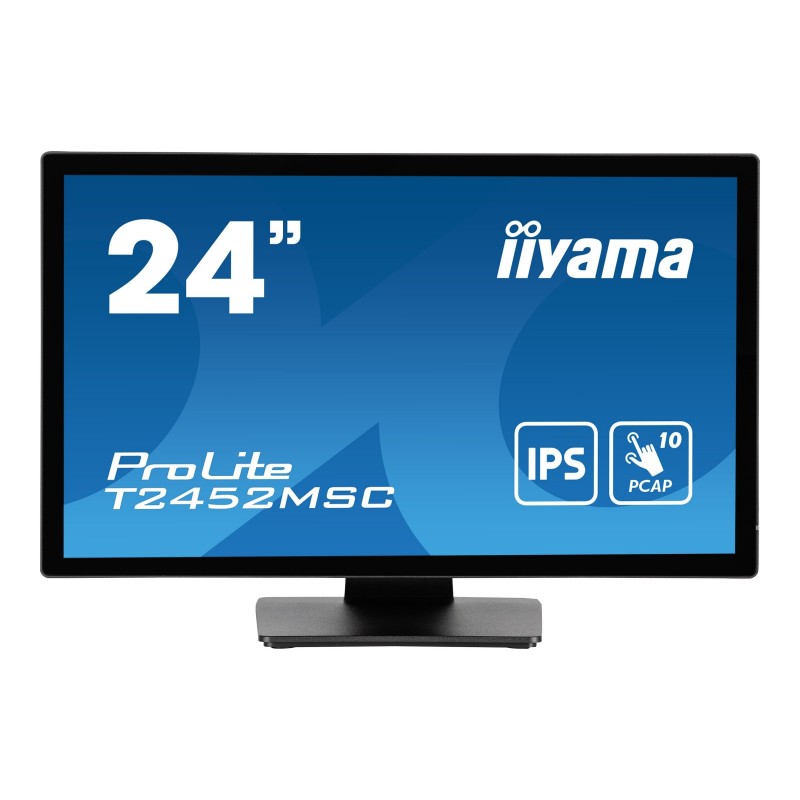 IIYAMA T2452MSC-B1 24inch IPS FHD PCAP 10P Touch Flat Bezel Free Glass 360cd/m2 HDMI DP USB HUB 2x3.0 Speakers Webcam Microphone