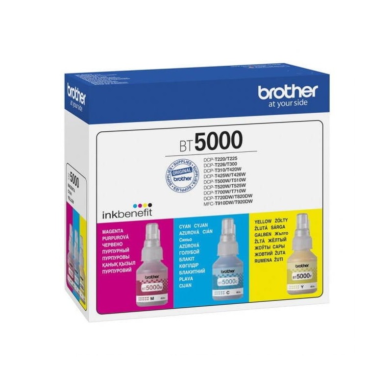 Tusz Brother BT5000CLVAL Zestaw CMY 3x5000 stron do DCP-T300, MFC-T800W | Drukarki.pl