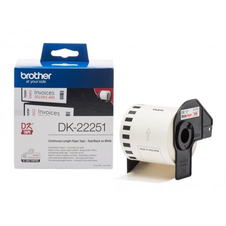 BROTHER DK22251 Taśma Brother Continuous Paper roll 62mm Black & Red on white