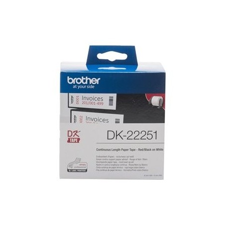 BROTHER DK22251 Taśma Brother Continuous Paper roll 62mm Black & Red on white