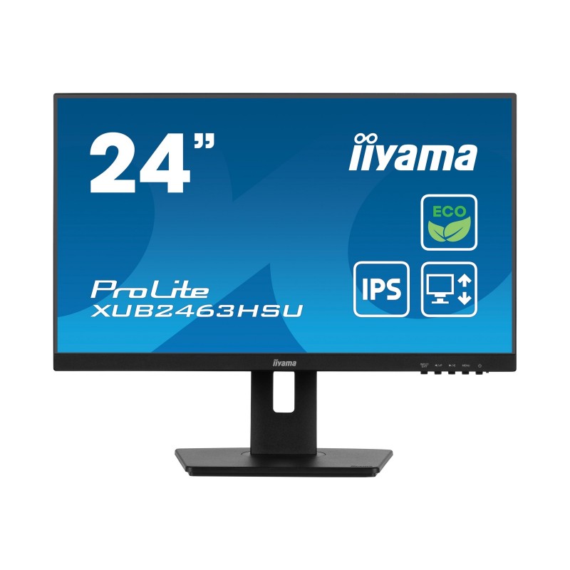 IIYAMA XUB2463HSU-B1 23.8inch ETE IPS EyeComfort/EyeSafe 2.0 FHD 100Hz 250cd/m2 3ms HDMI DP 2xUSB 3.2 Speakers 15cm Height Adj. 