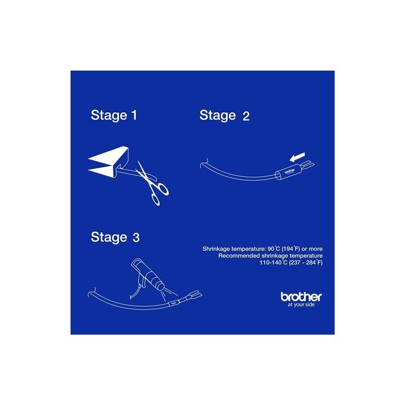 BROTHER Heat Shrink Tube Black on White 9.0mm