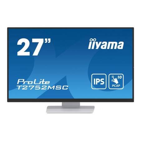 IIYAMA T2752MSC-W1 27inch WHITE Bonded PCAP 10P Touch 1920x1080 IPS-panel Flat Bezel Free Glass Front HDMI Displayport 360cd/m2 IIYAMA T2752MSC-W1 27inch WHITE Bonded PCAP 10P Touch 1920x1080 IPS-panel Flat Bezel Free Glass Front HDMI Displayport 360cd/m2