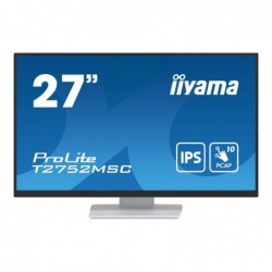 IIYAMA T2752MSC-W1 27inch WHITE Bonded PCAP 10P Touch 1920x1080 IPS-panel Flat Bezel Free Glass Front HDMI Displayport 360cd/m2 IIYAMA T2752MSC-W1 27inch WHITE Bonded PCAP 10P Touch 1920x1080 IPS-panel Flat Bezel Free Glass Front HDMI Displayport 360cd/m2