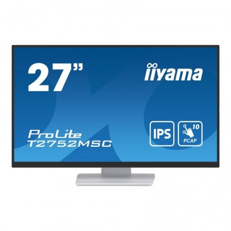 IIYAMA T2752MSC-W1 27inch WHITE Bonded PCAP 10P Touch 1920x1080 IPS-panel Flat Bezel Free Glass Front HDMI Displayport 360cd/m2 IIYAMA T2752MSC-W1 27inch WHITE Bonded PCAP 10P Touch 1920x1080 IPS-panel Flat Bezel Free Glass Front HDMI Displayport 360cd/m2