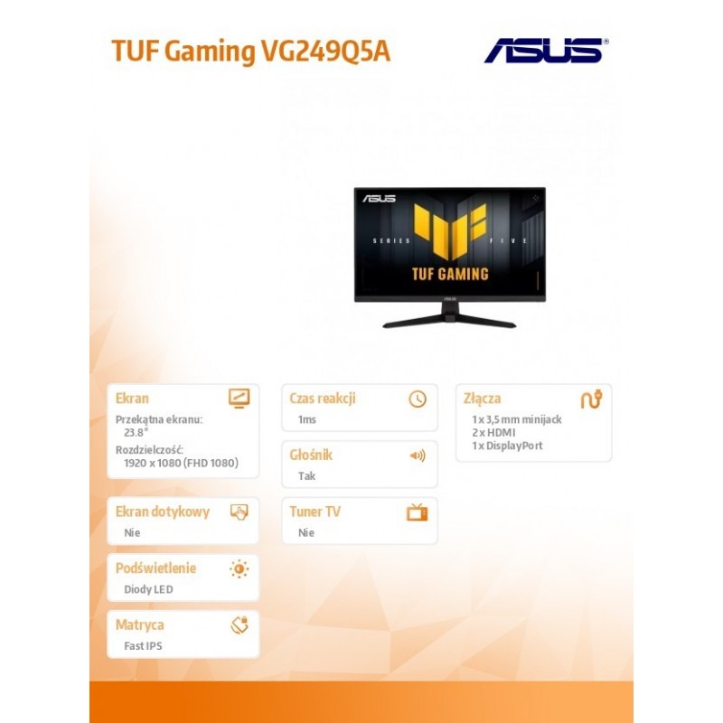 Monitor 24 cale VG249Q5A IPS FHD HDMI USB DP 200Hz