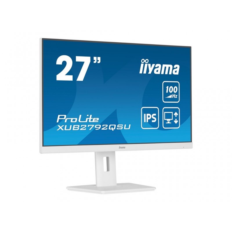 IIYAMA XUB2792QSU-W6 27inch ETE IPS 2560x1440 100Hz 250cd/m2 0.4ms HDMI DP 4xUSB 3.2 Speakers FreeSync 15cm Height Adj. White (P