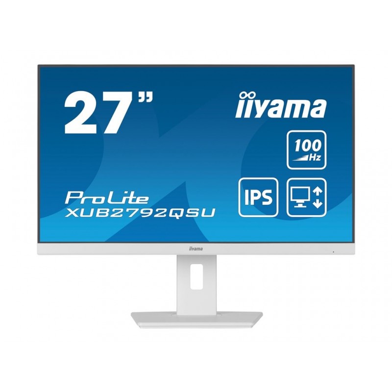 IIYAMA XUB2792QSU-W6 27inch ETE IPS 2560x1440 100Hz 250cd/m2 0.4ms HDMI DP 4xUSB 3.2 Speakers FreeSync 15cm Height Adj. White (P