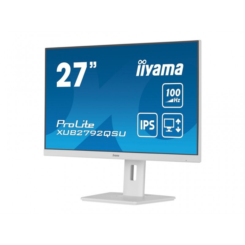 IIYAMA XUB2792QSU-W6 27inch ETE IPS 2560x1440 100Hz 250cd/m2 0.4ms HDMI DP 4xUSB 3.2 Speakers FreeSync 15cm Height Adj. White (P