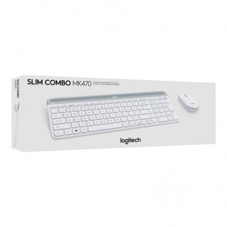 LOGI Slim Wireless Keyboard and Mouse Combo MK470 OFFWHITE (FR)