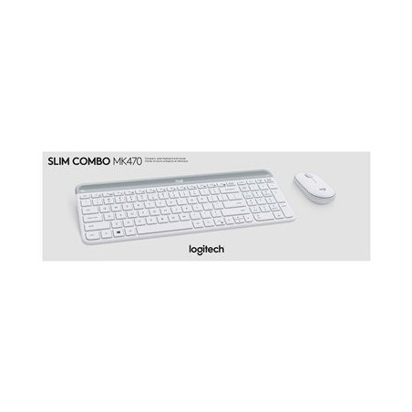 LOGI Slim Wireless Keyboard and Mouse Combo MK470 OFFWHITE (FR)
