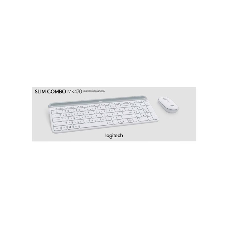 LOGI Slim Wireless Keyboard and Mouse Combo MK470 OFFWHITE (FR)