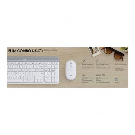 LOGI Slim Wireless Keyboard and Mouse Combo MK470 OFFWHITE (FR)