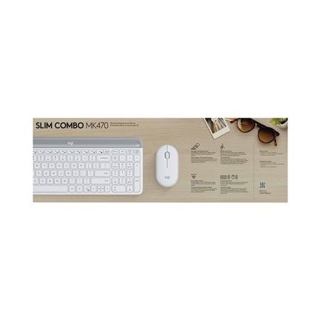LOGI Slim Wireless Keyboard and Mouse Combo MK470 OFFWHITE (FR)