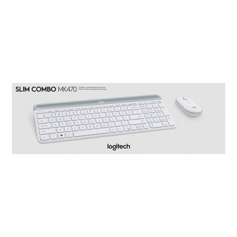 LOGI Slim Wireless Keyboard and Mouse Combo MK470 OFFWHITE (FR)
