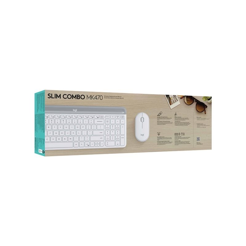 LOGI Slim Wireless Keyboard and Mouse Combo MK470 OFFWHITE (FR)