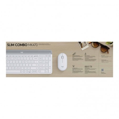 LOGI Slim Wireless Keyboard and Mouse Combo MK470 OFFWHITE (FR)