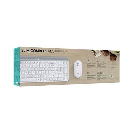 LOGI Slim Wireless Keyboard and Mouse Combo MK470 OFFWHITE (FR)