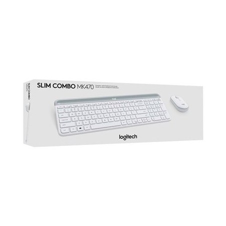 LOGI Slim Wireless Keyboard and Mouse Combo MK470 OFFWHITE (FR)