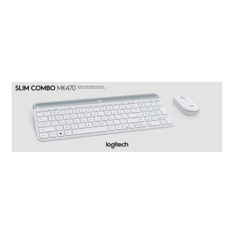 LOGI Slim Wireless Keyboard and Mouse Combo MK470 OFFWHITE (FR)