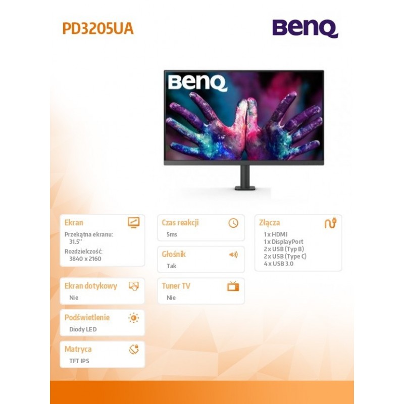 Monitor 31.5 cala PD3205UA LED 4ms/4K/20:1/HDMI/Czarny