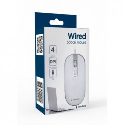 Mysz optyczna USB 1.35m biało-srebrna 