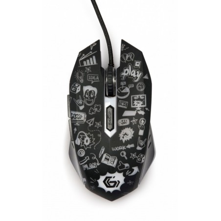 Mysz optyczna LED, 6-przyciskowa, USB, czarna 