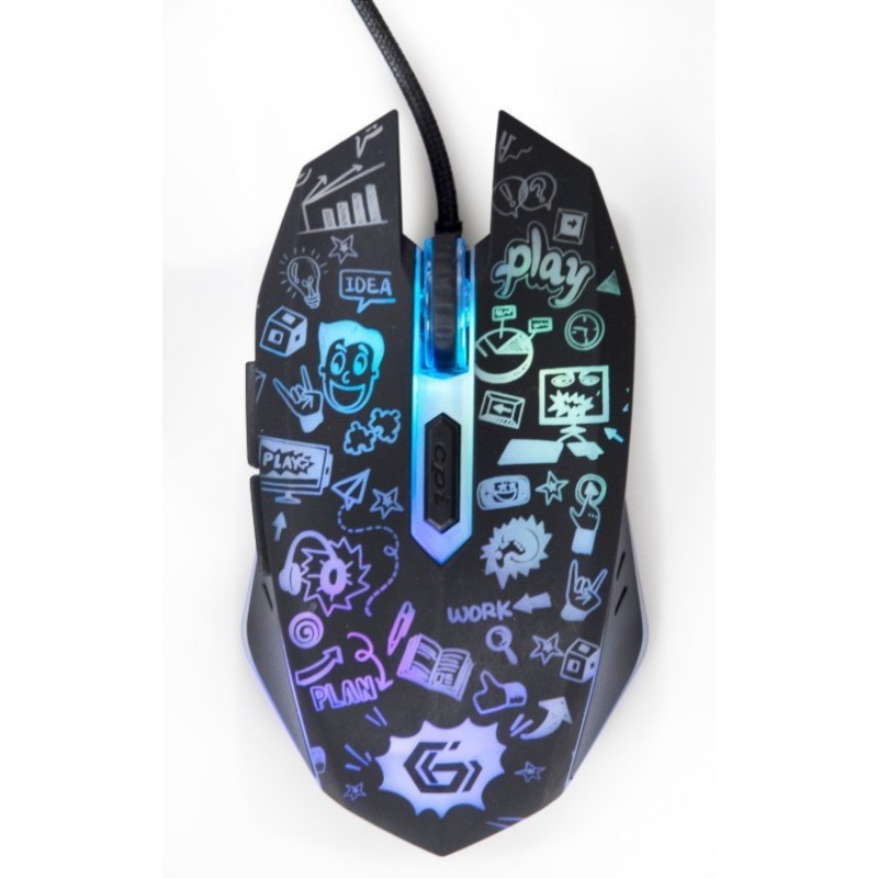 Mysz optyczna LED, 6-przyciskowa, USB, czarna 