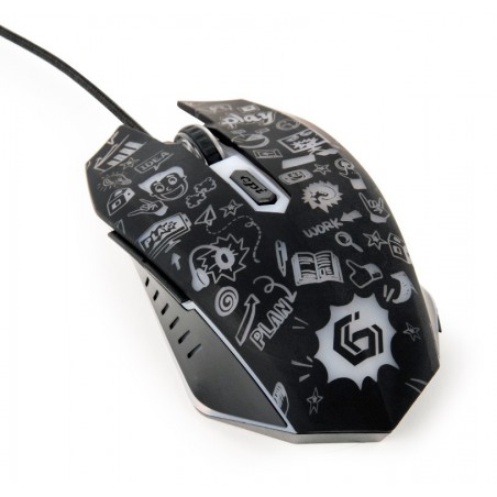 Mysz optyczna LED, 6-przyciskowa, USB, czarna 