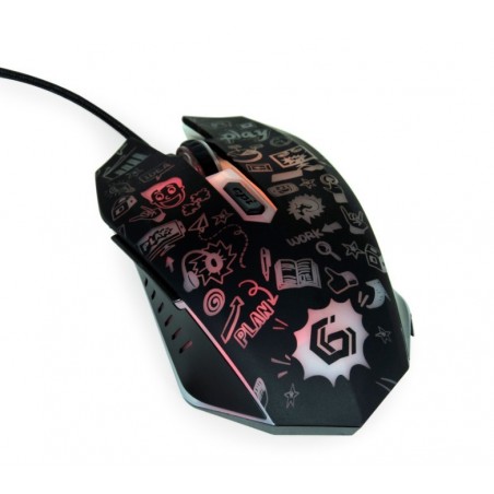 Mysz optyczna LED, 6-przyciskowa, USB, czarna 