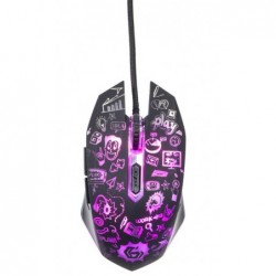 Mysz optyczna LED, 6-przyciskowa, USB, czarna 