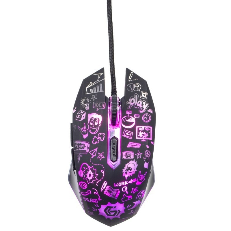 Mysz optyczna LED, 6-przyciskowa, USB, czarna 