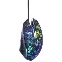 Mysz optyczna LED, 6-przyciskowa, USB, czarna 