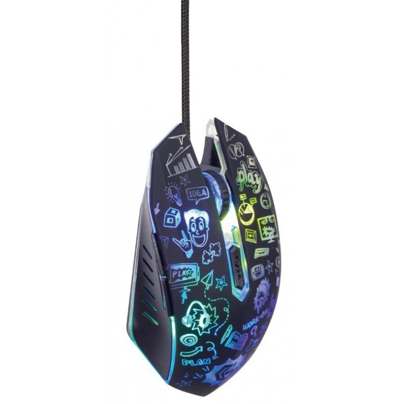 Mysz optyczna LED, 6-przyciskowa, USB, czarna 