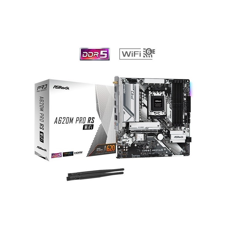 Płyta główna A620M PRO RS WIFI AM5 4DDR5 HDMI/DP M.2 mATX 